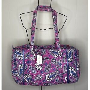 Vera Bradley Boysenberry Purple Blue Paisley Large Duffle Weekender Bag Retired